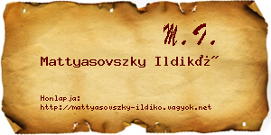 Mattyasovszky Ildikó névjegykártya